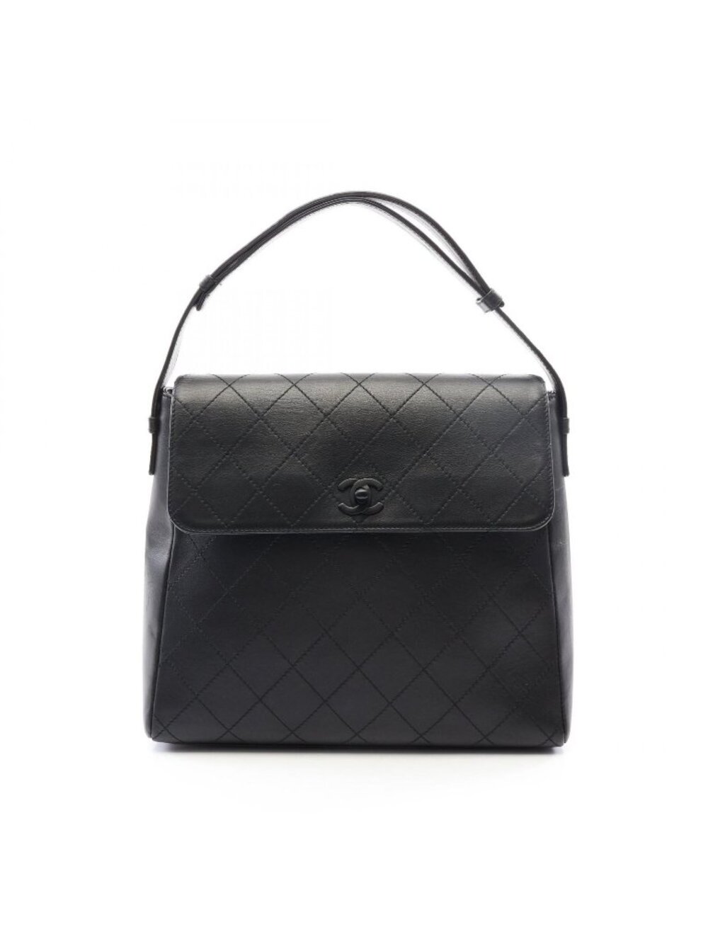 Chanel Shoulder Bag Quilted Black Leather